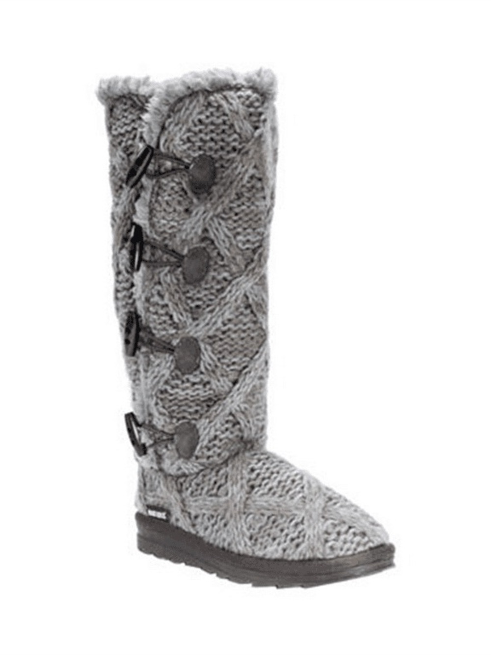 Muk Luks Felicity Cable Knit Gray Toggle Mid Calf Winter Boots - Women's Size 7